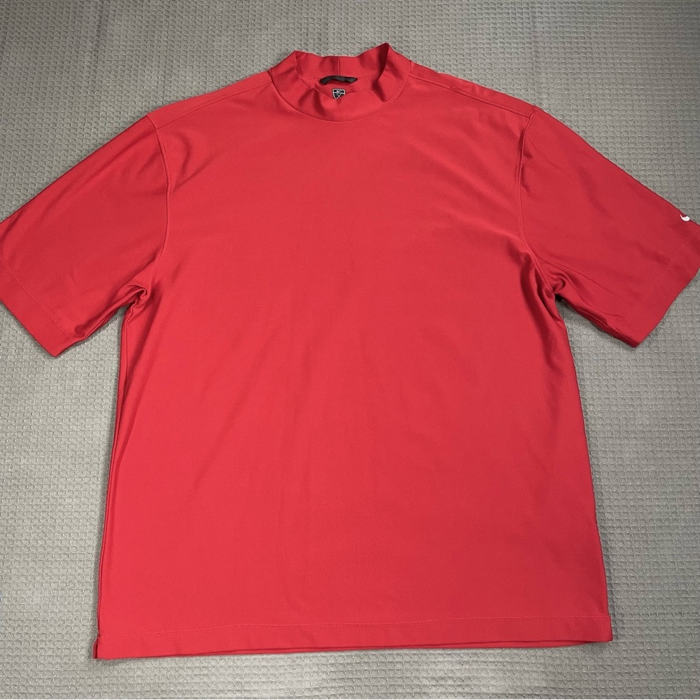 Nike Golf Dri-Fit UV Mock Neck Short Sleeve Performance Shirt XL Mens Red